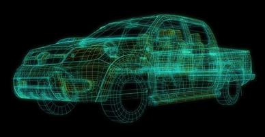 automóvil con intersección de estructura alámbrica con entorno de interfaz de usuario digital foto