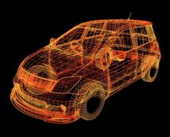 automóvil con intersección de estructura alámbrica con entorno de interfaz de usuario digital foto