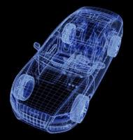 automóvil con intersección de estructura alámbrica con entorno de interfaz de usuario digital foto