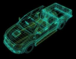 car with wireframe intersection with digital user interface environment photo