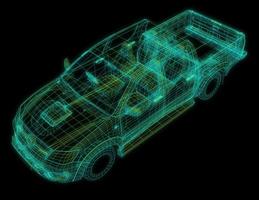 automóvil con intersección de estructura alámbrica con entorno de interfaz de usuario digital foto