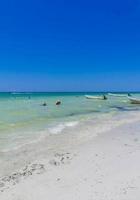 Holbox Quintana Roo Mexico 2022 Beautiful Holbox island beach sandbank panorama turquoise water people Mexico. photo