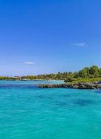 hermosa playa natural tropical y bosque panorama isla contoy mexico. foto