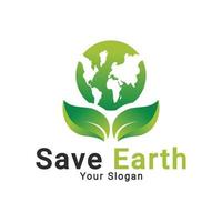 Save earth logo, save ecology nature logo template vector