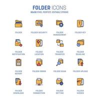 Colorful Folder icons. Archive icons folder set. File manager folder storage outline vector