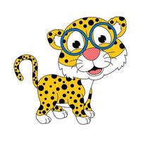 cute jaguar animal cartoon graphic vector