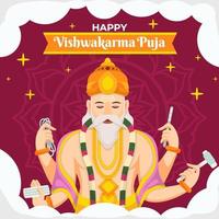 feliz vishwakarma puja concepto vector