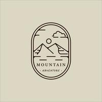 mountain line art simple emblem logo vector illustration template icon graphic design. adventure and outdoors sign or symbol for business travel with badge concept