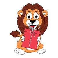 lindo gráfico de dibujos animados de animales de león vector