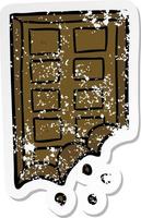 distressed sticker of a cartoon bar of chocolate vector