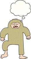 cartoon bigfoot and thought bubble vector