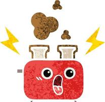 retro illustration style cartoon of a toaster vector