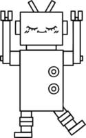 line drawing cartoon robot vector