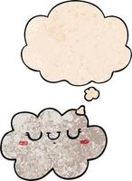 cute cartoon cloud and thought bubble in grunge texture pattern style vector