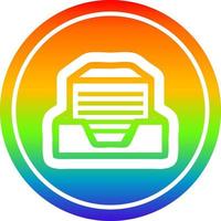 office paper stack circular in rainbow spectrum vector