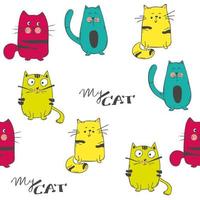 Seamless pattern with cute Kittens. Creative childish texture. Great for fabric, textile Vector Illustration.