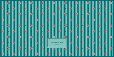 lovely and colorful flower pattern inside green stripe vector