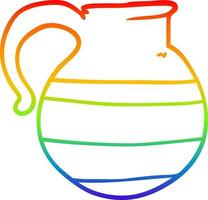 rainbow gradient line drawing cartoon striped jug vector