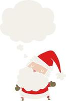 cartoon santa claus and thought bubble in retro style vector