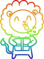 rainbow gradient line drawing happy cartoon lion vector