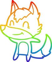 rainbow gradient line drawing friendly cartoon wolf vector