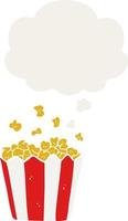 cartoon popcorn and thought bubble in retro style vector