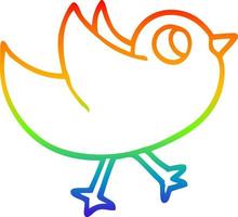 rainbow gradient line drawing cartoon bird flapping wings vector