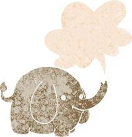 cartoon elephant and speech bubble in retro textured style vector