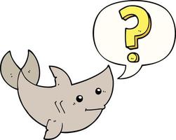 cartoon shark asking question and speech bubble vector