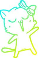 cold gradient line drawing cartoon cat vector