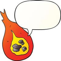 cartoon fireball and speech bubble in smooth gradient style vector