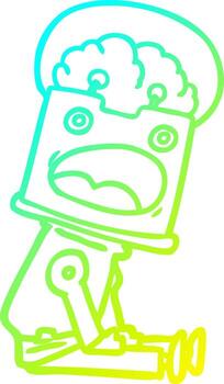 cold gradient line drawing cartoon robot vector