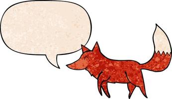 cartoon wolf and speech bubble in retro texture style vector