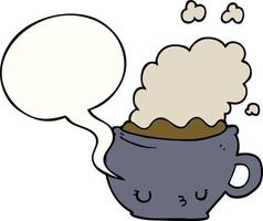 cute cartoon coffee cup and speech bubble vector