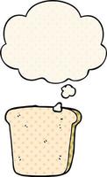 cartoon slice of bread and thought bubble in comic book style vector