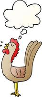 cartoon rooster and thought bubble in smooth gradient style vector