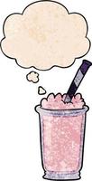 cartoon milkshake and thought bubble in grunge texture pattern style vector