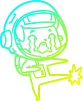 cold gradient line drawing cartoon crying astronaut vector