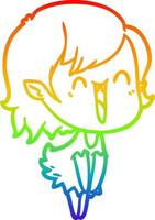 rainbow gradient line drawing cute cartoon happy vampire girl vector