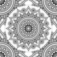 páginas para colorear de flores abstractas interior de kdp, arte lineal de flores de mandala para la página del libro de colorear de kdp. patrón de encaje mandala para colorear página vector