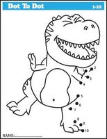 Funny cartoon dinosaur. Dot to dot game for kids, Numbers Worksheet. vector