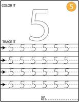 Handwriting Numbers tracing pages for writing numbers Learning numbers, Numbers tracing worksheet for kindergarten vector