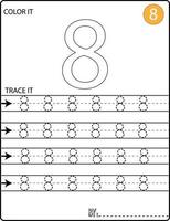 Handwriting Numbers tracing pages for writing numbers Learning numbers, Numbers tracing worksheet for kindergarten vector