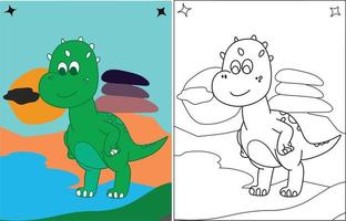 Dinosaur Coloring page book for kids. vector