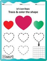 Learn shapes,Preschool or kindergarten worksheet for practicing motor skills. Tracing dashed lines.Educational printable math. vector