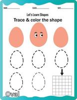 aprenda formas, hoja de trabajo de preescolar o jardín de infantes para practicar habilidades motoras. Trazando líneas discontinuas. Matemáticas imprimibles educativas. vector