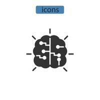 iconos de aprendizaje automático simbolizan elementos vectoriales para la web infográfica vector