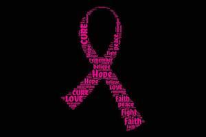 Word cloud breast cancer ribbon t-shirt design. vector