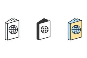 iconos de pasaporte símbolo elementos vectoriales para web infográfico vector