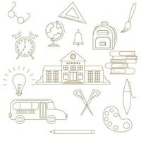 Set of vector icons on the school theme